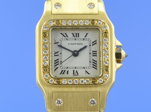 Cartier Santos Lady Automatik Gelbgold Diamanten