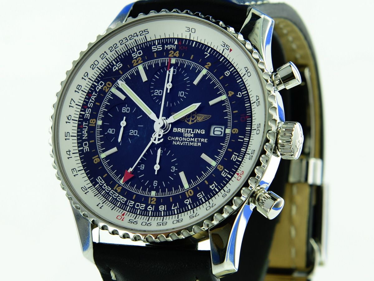 Breitling Navitimer World GMT Black Dial A24322