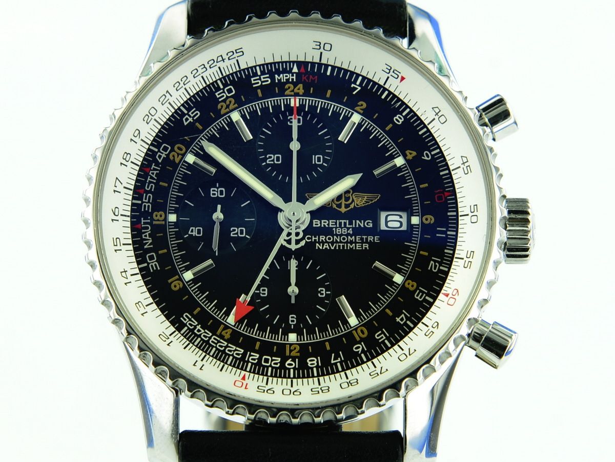 Breitling Navitimer World GMT Black Dial A24322