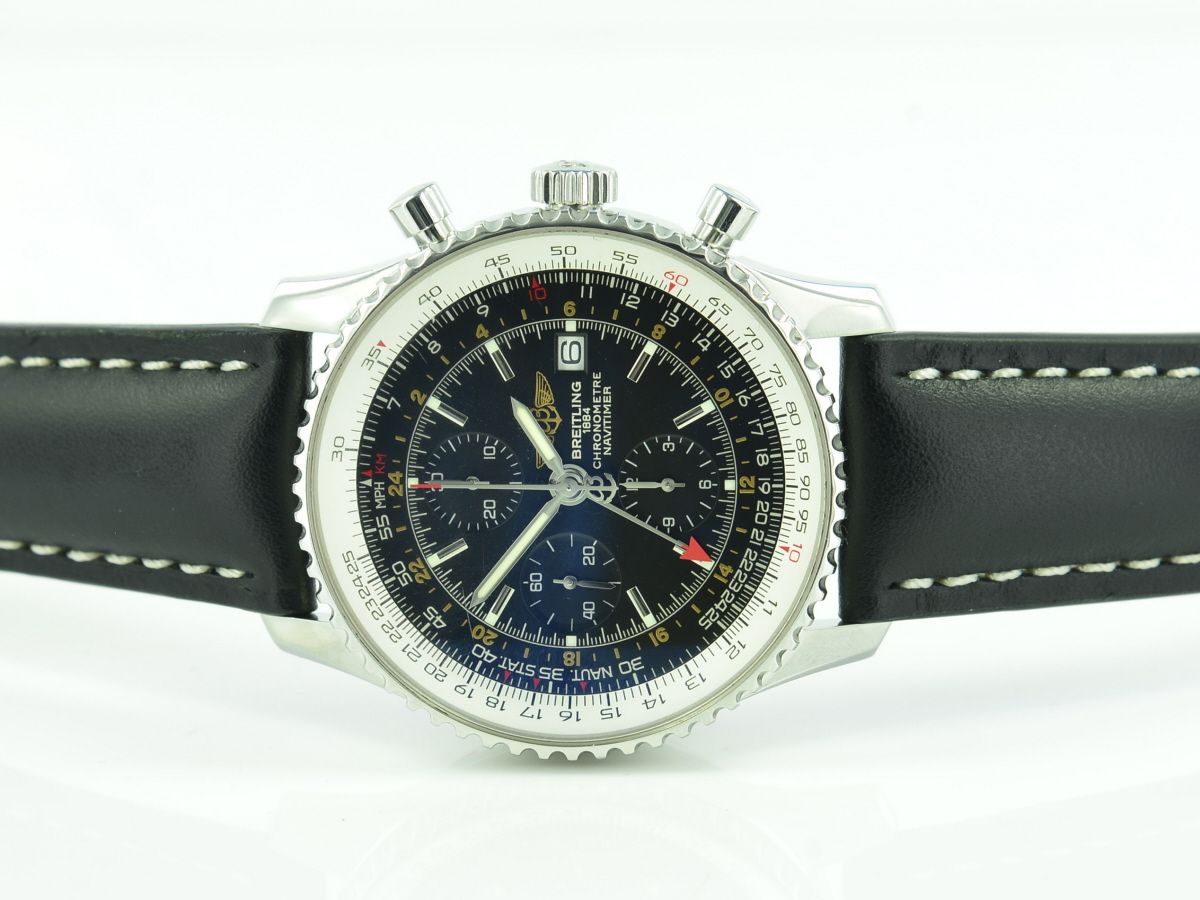 Breitling Navitimer World GMT Black Dial A24322