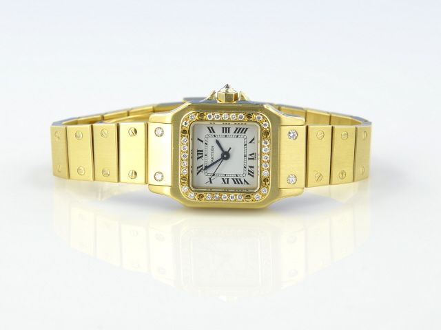 Cartier Santos Lady Automatik Gelbgold Diamanten