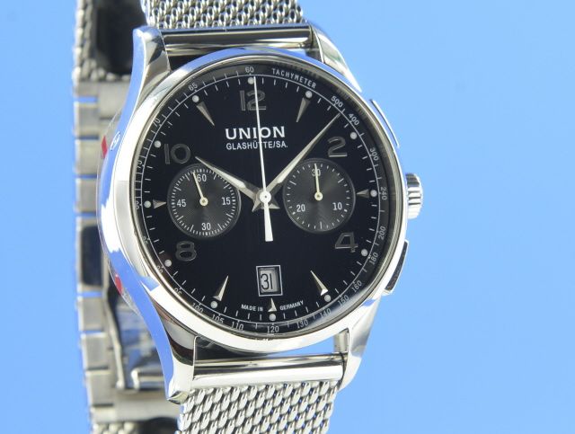 Union Glashtte Noramis Chronograph schwarz Milanaiseband