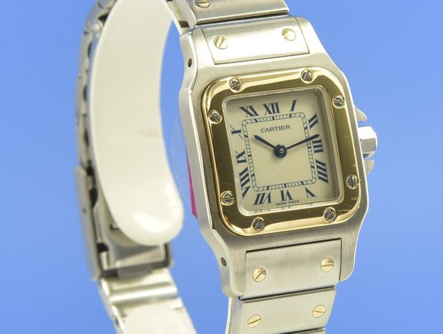 Cartier Santos Galbe Damen Stahl/Gold