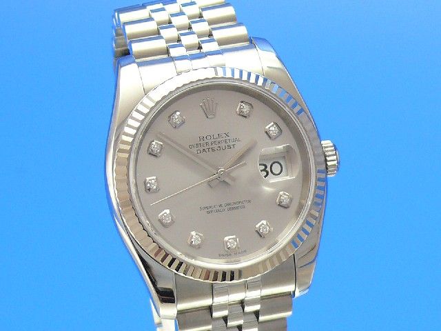 Rolex Datejust Herren Weigold/Diamanten