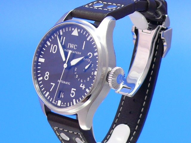 IWC Big Pilot grosse Fliegeruhr 7 Tage Stahl Leder Ref. IW500401
