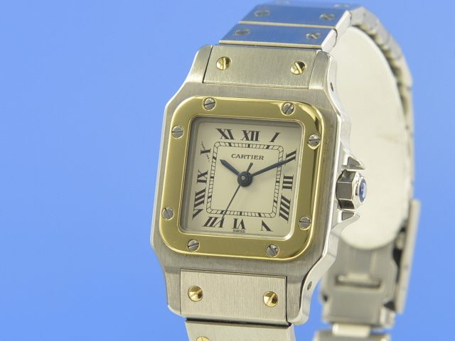 Cartier Santos Galbe Damen Stahl/Gold Automatik