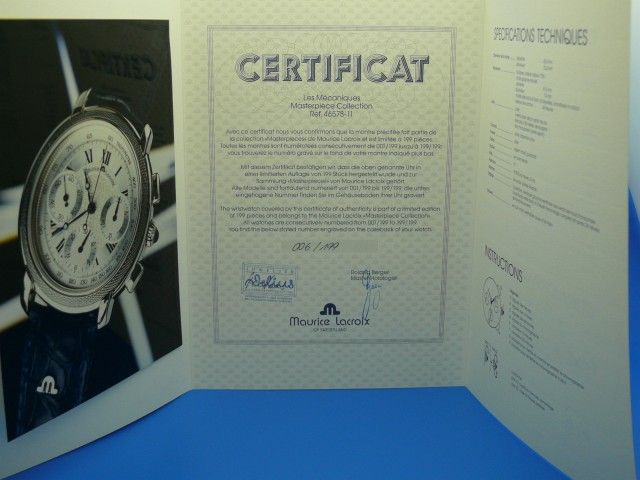 MAURICE LACROIX MASTERPIECE CHRONOGRAPH LIMITERT .199ST