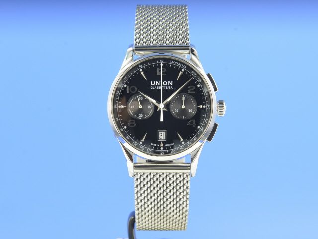 Union Glashtte Noramis Chronograph schwarz Milanaiseband