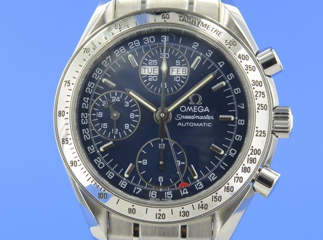 omega speedmaster day date blue