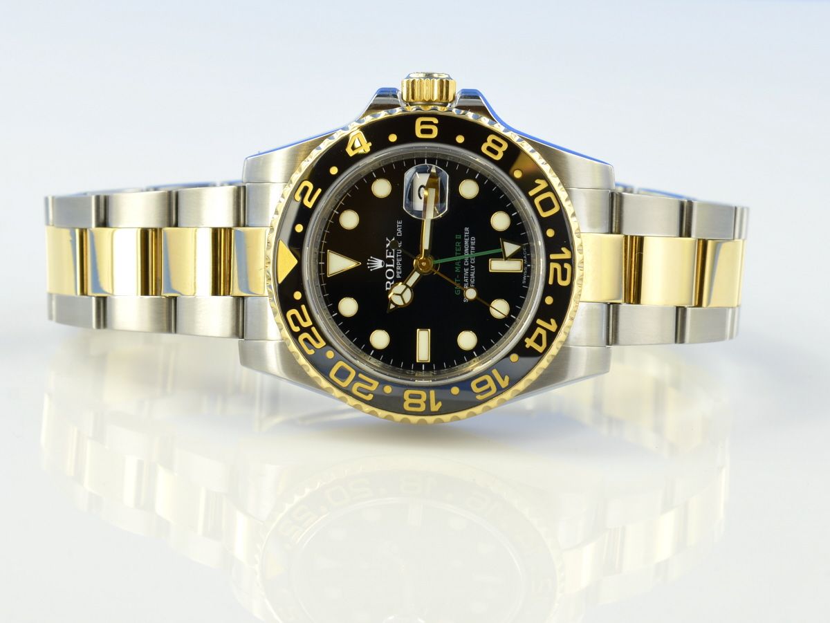 Rolex GMTMaster II Stahl/Gold 116713LN Uhrencenter Berlin Gebrauchte Luxusuhren
