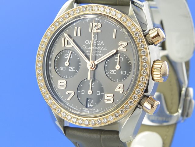 Omega Speedmaster Lady Stahl/18kt Rosgold Automatik Diamond 38mm