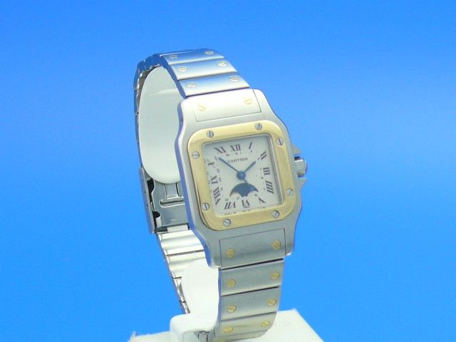 Cartier Santos Damen Mondphase Stahl/Gold