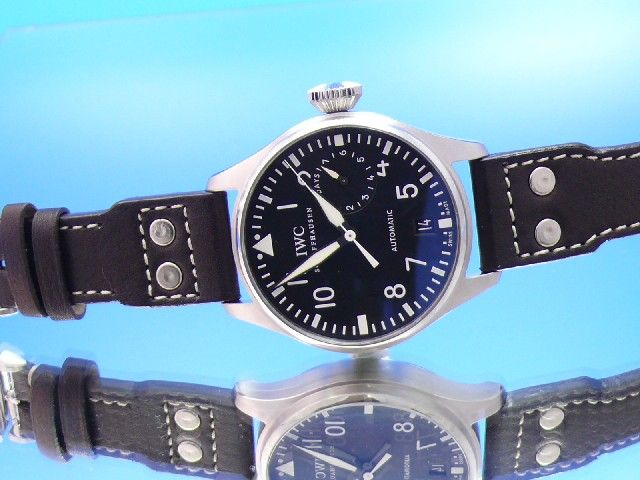 IWC Big Pilot grosse Fliegeruhr 7 Tage Stahl Leder Ref. IW500401