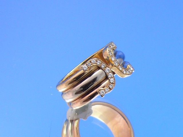 Cartier Ring Doppel C Tricolor Brillianten