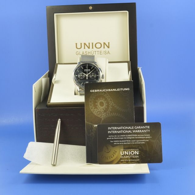 Union Glashtte Noramis Chronograph schwarz Milanaiseband