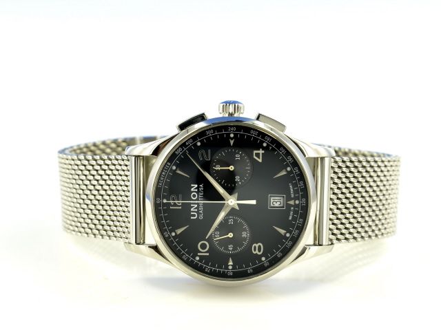 Union Glashtte Noramis Chronograph schwarz Milanaiseband