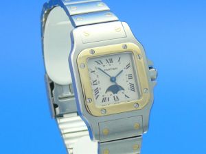 Cartier Santos Damen Mondphase Stahl/Gold