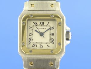 Cartier Santos Galbe Damen Stahl/Gold Automatik