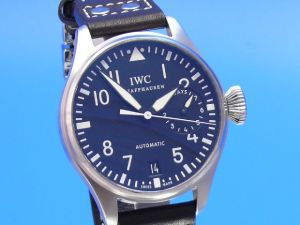 IWC Big Pilot grosse Fliegeruhr 7 Tage Stahl Leder Ref. IW500401